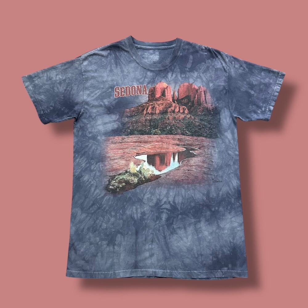 The Mountain Tie Dye Shirt Sedona Arizona Graphic Tee Big Print y2k Blue Large